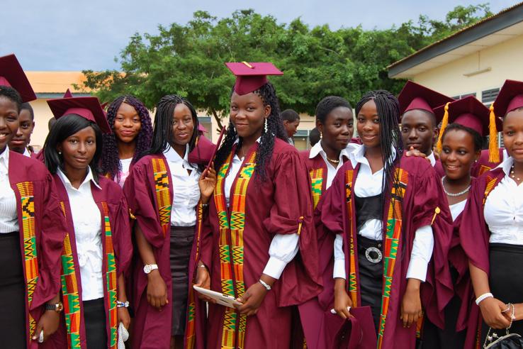 Group of young African women graduating from school