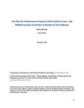 Can Pay-for-Performance Improve Child Health in Low- and Middle-Income Countries? A Review of the Evidence