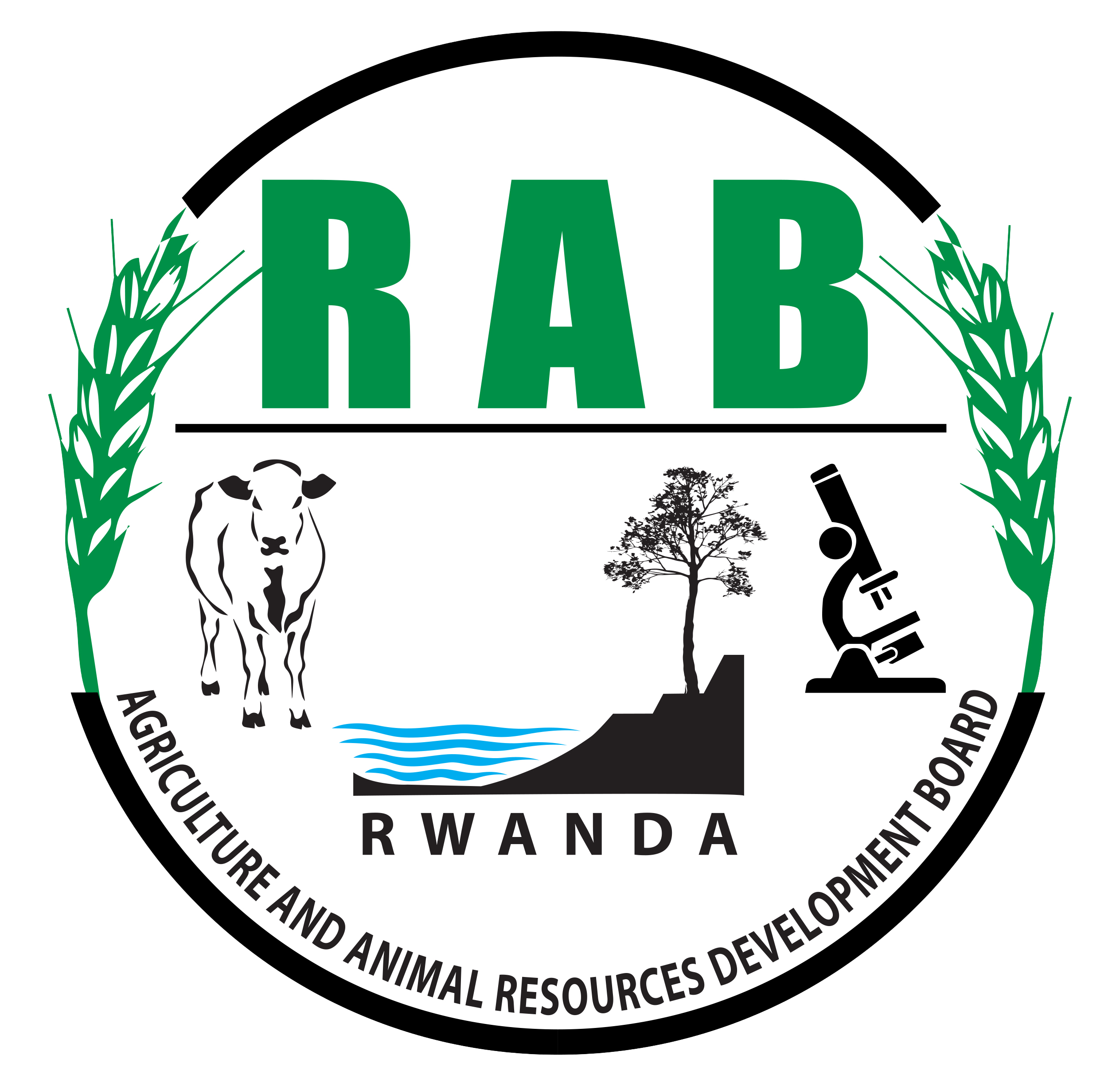 green letters with cow, grain, and watershed