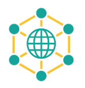 a hexagon, with a globe icon in the the middle