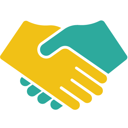 Icon depicting two shaking hands, symbolizing a partnership