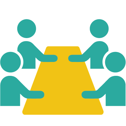 Icon of four individuals sitting at a table together