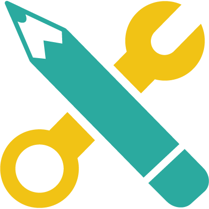 Icon of a pencil crossing a wrench