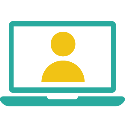 Icon of person on a computer screen