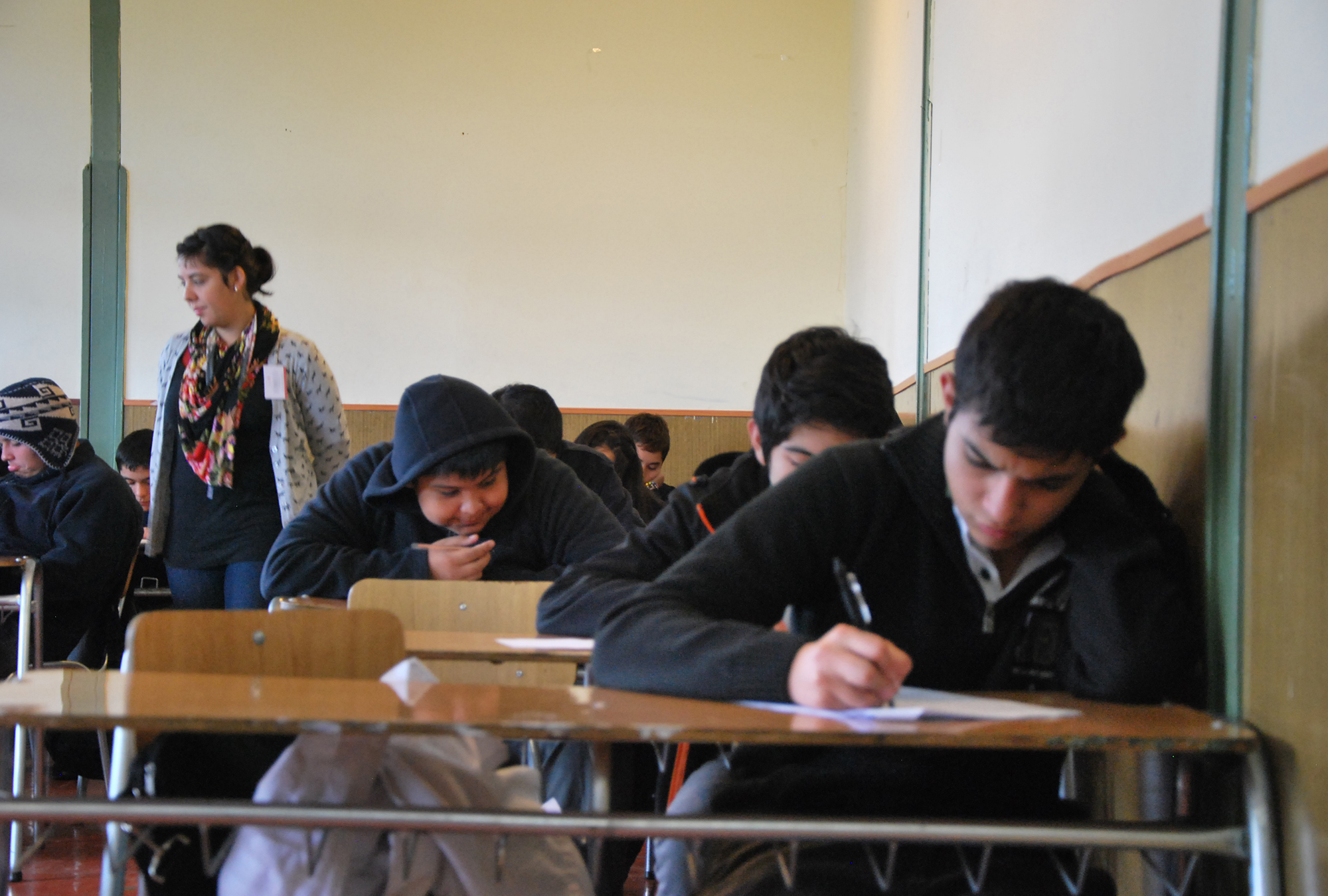 Students are taking a test in Santiago, Chile.