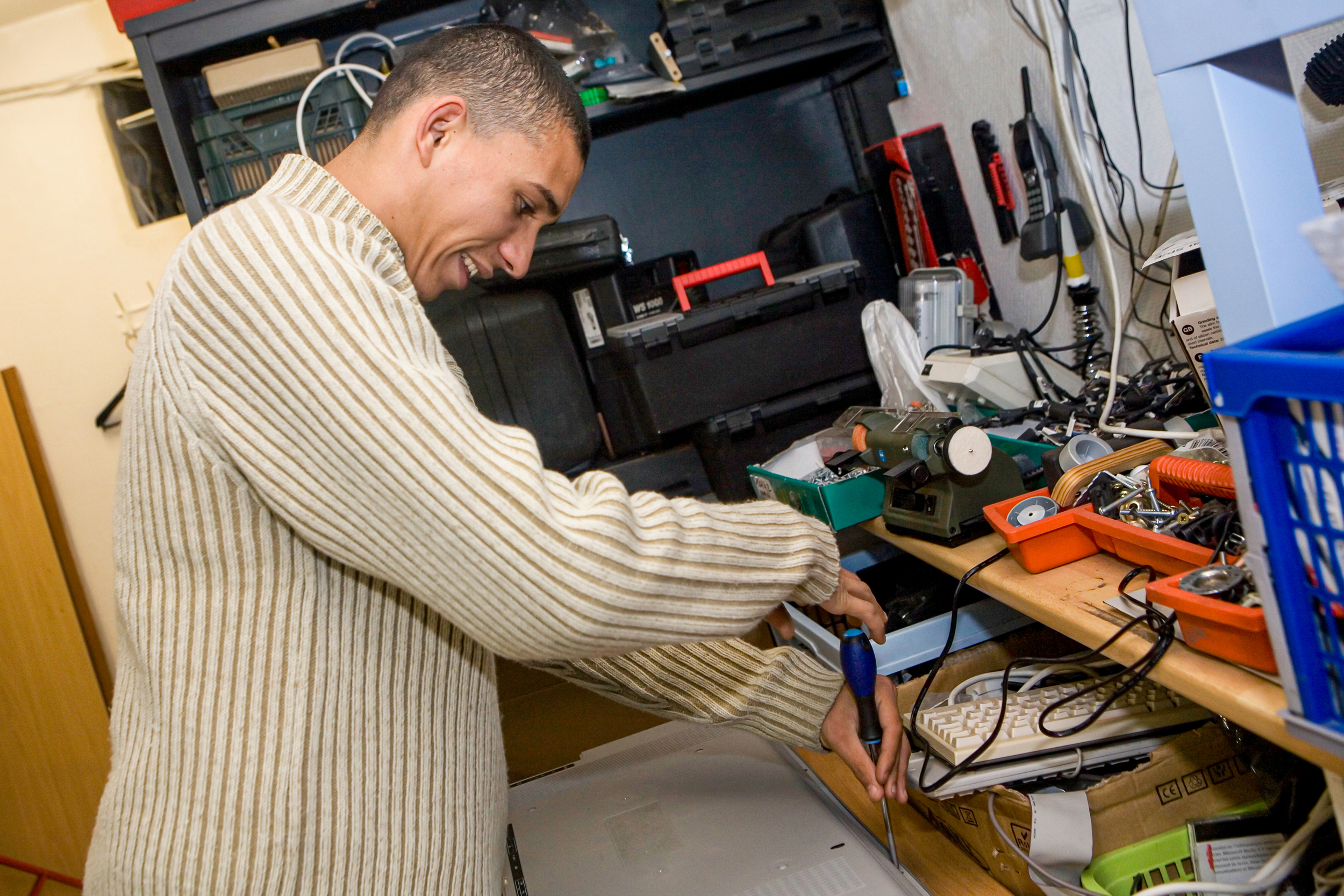 Person working at work station