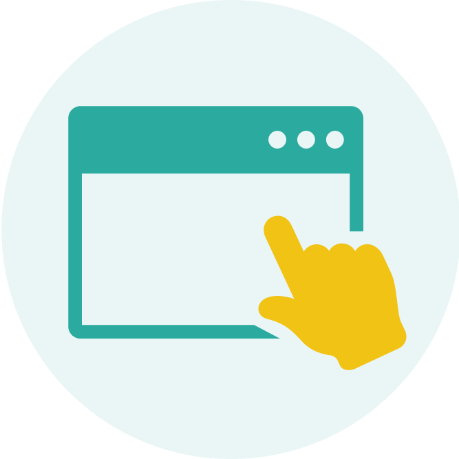 Icon of web browser with hand pointing at it