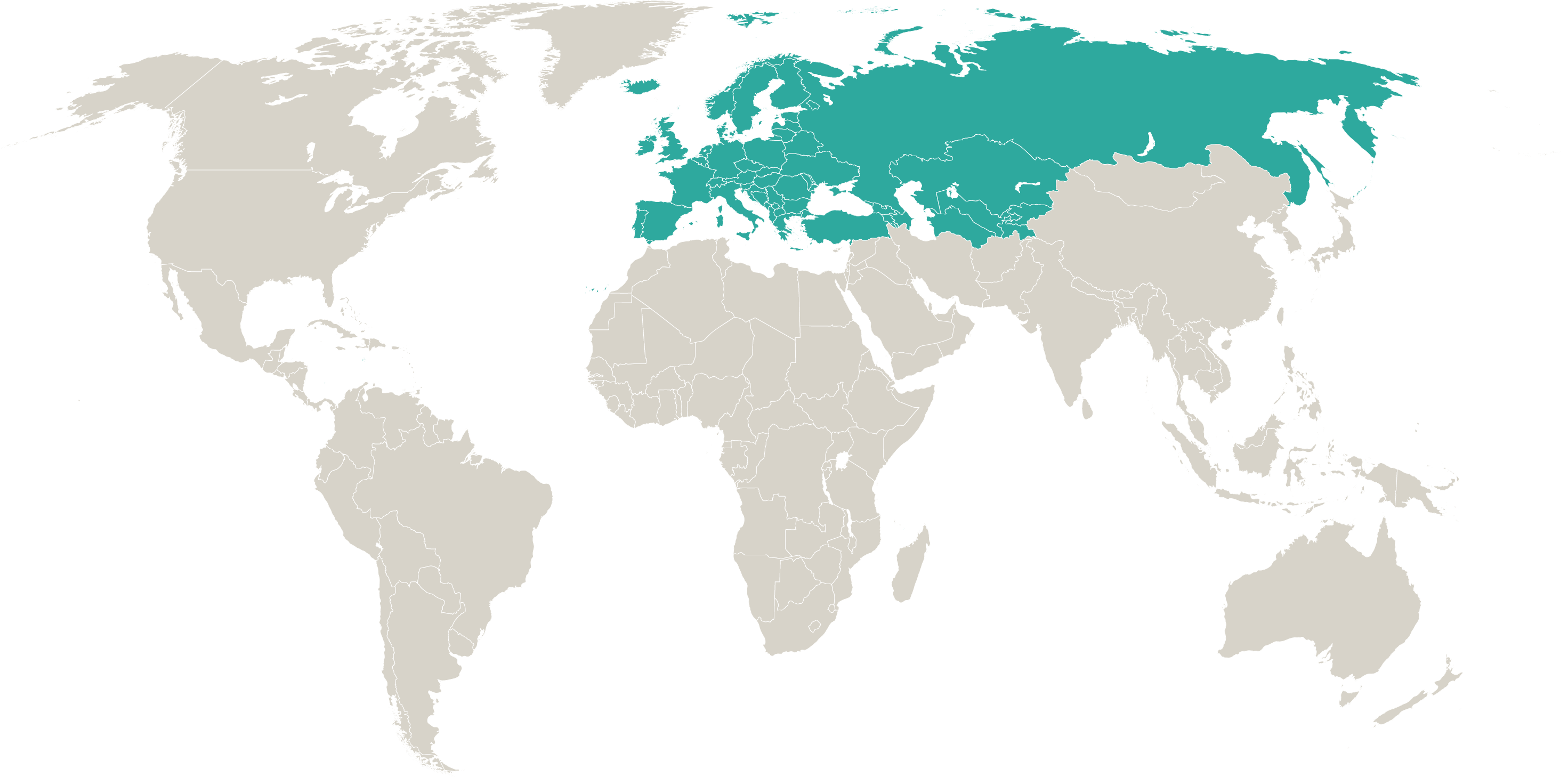 Map highlighting the countries Europe works in