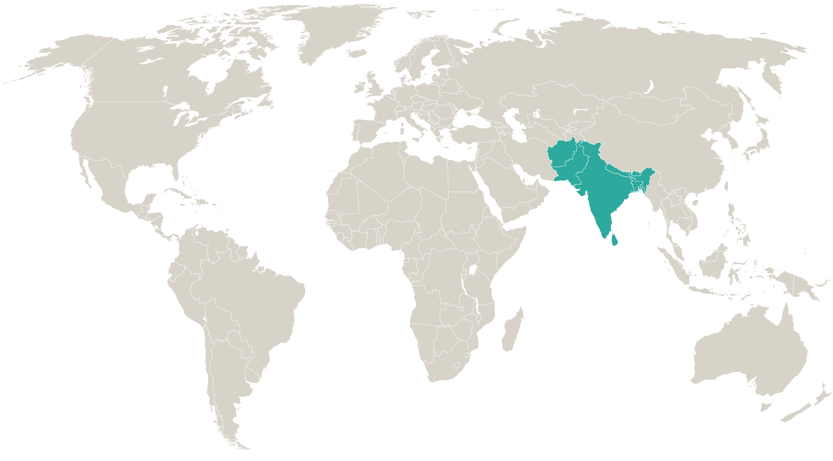Map highlighting the countries J-PAL South Asia works in