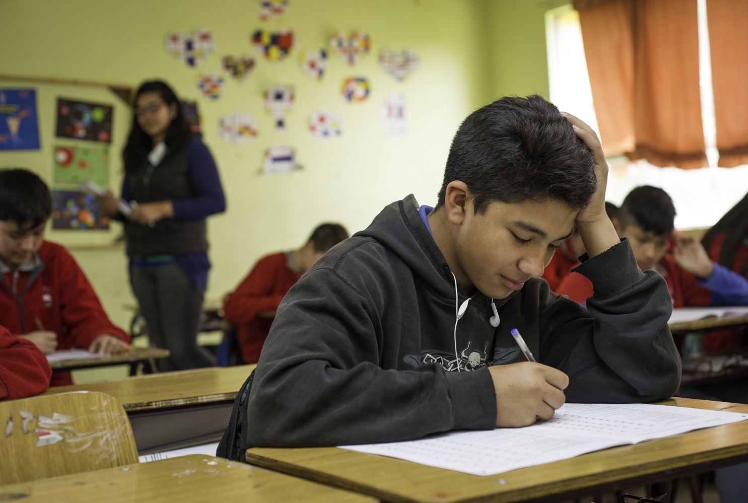 Student at work in classroom