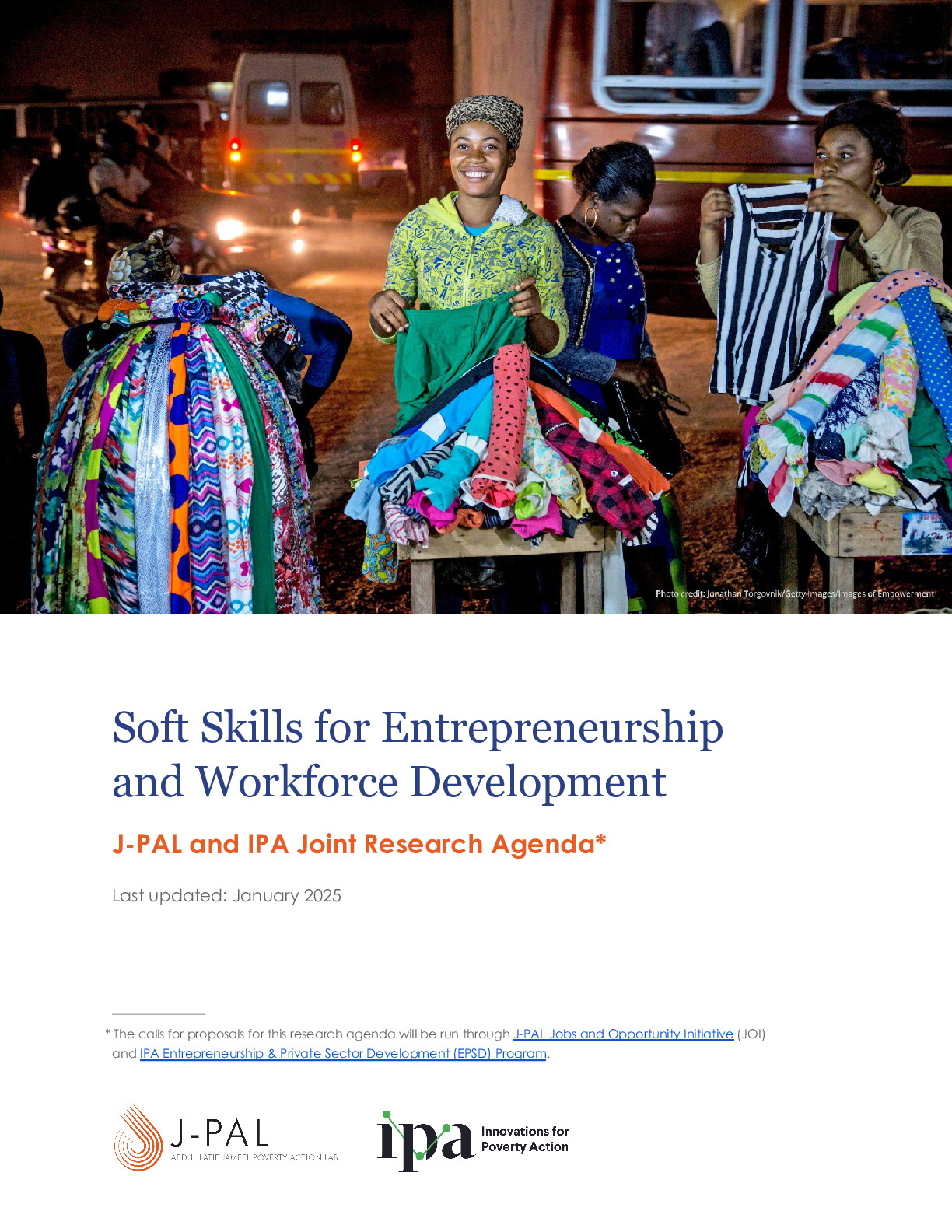 Soft Skills for Entrepreneurship and Workforce Development: J-PAL and IPA Joint Research Agenda