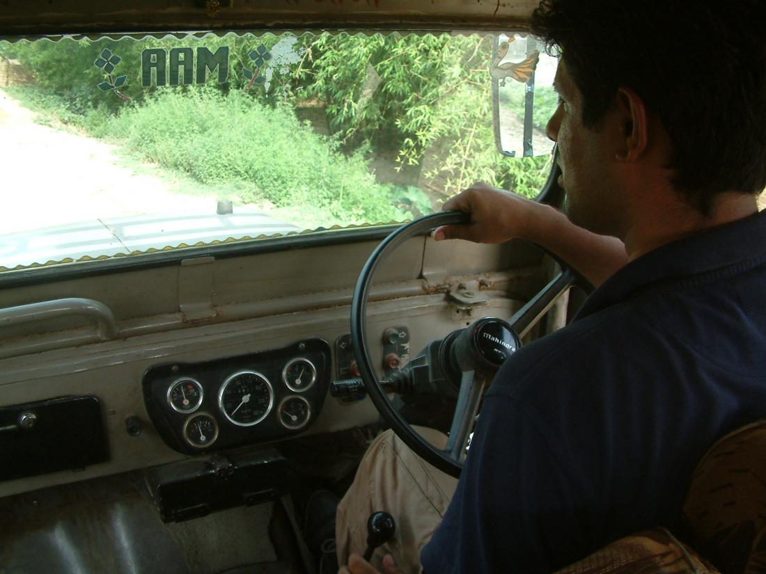 Man driving car in India 