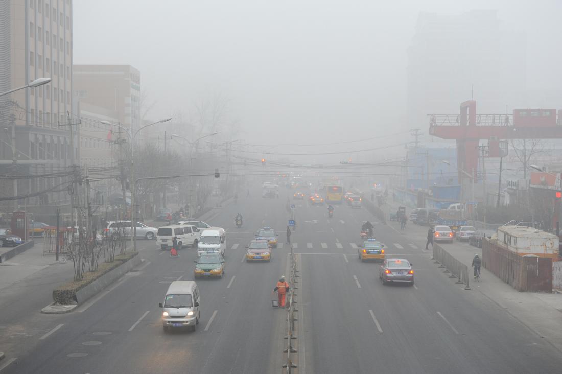 Severe air pollution in Beijing, China