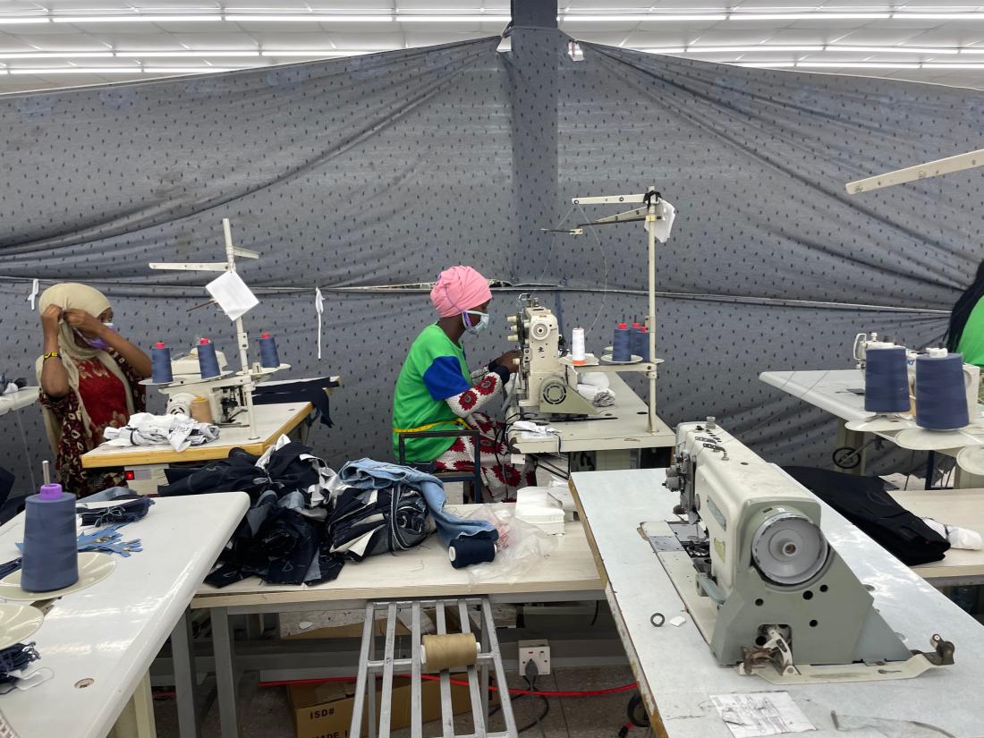 Women working with sewing machines