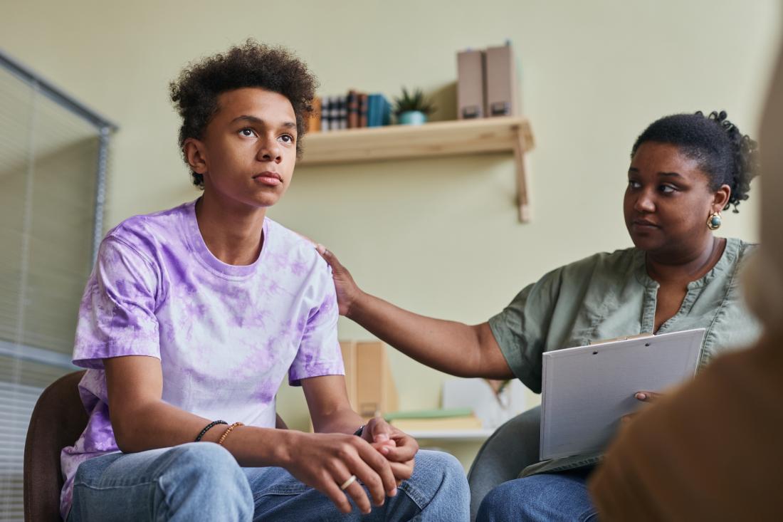 Young man in group therapy