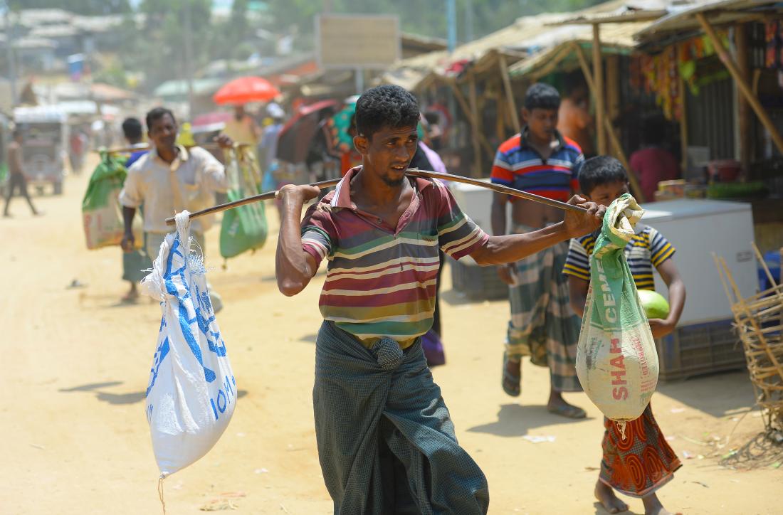 A man carrying bags