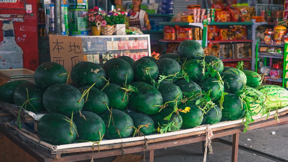 Watermelons at a local market in China