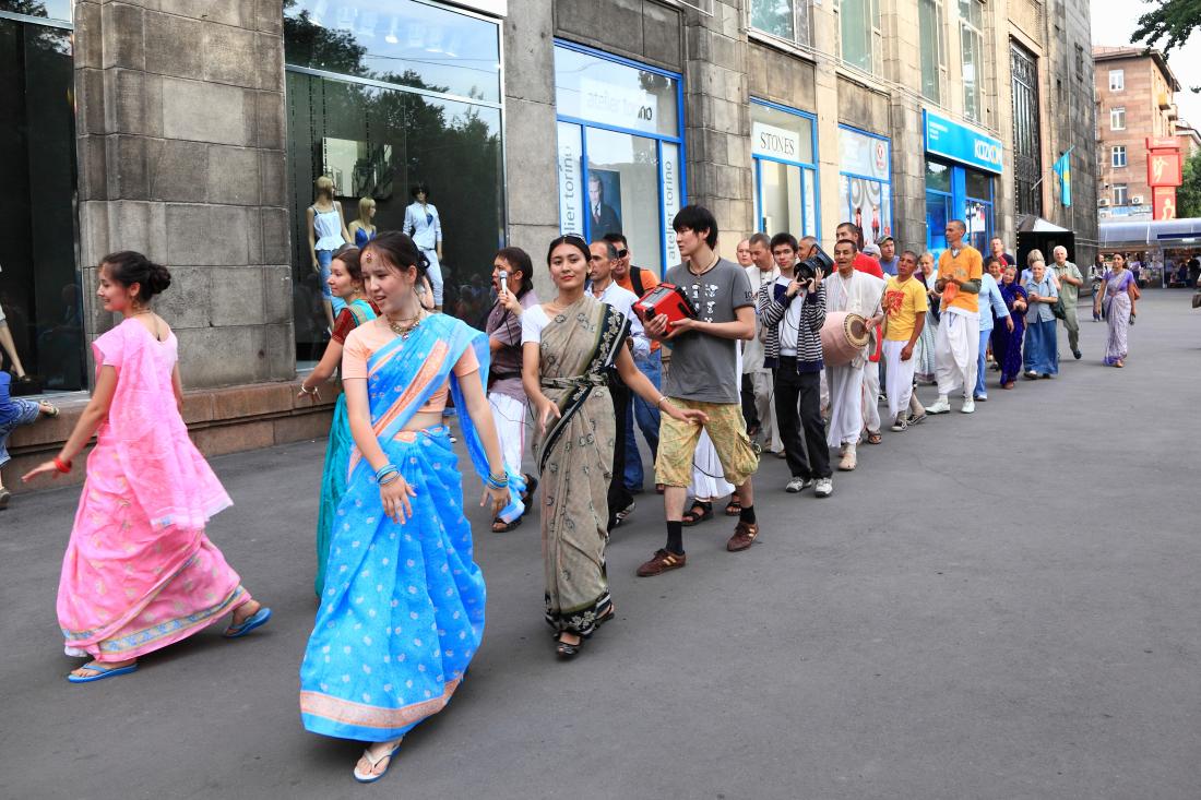 Dancing youth moving on the center of capital of Kazakhstan
