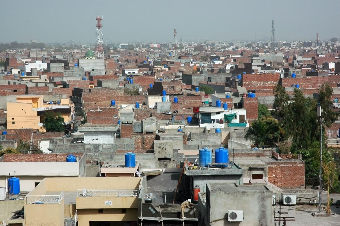 A view from a rooftop over the city