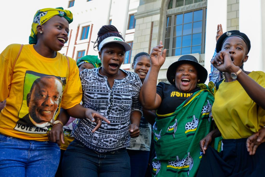 Group of women participating in electoral event supporting the African National Congress in South Africa