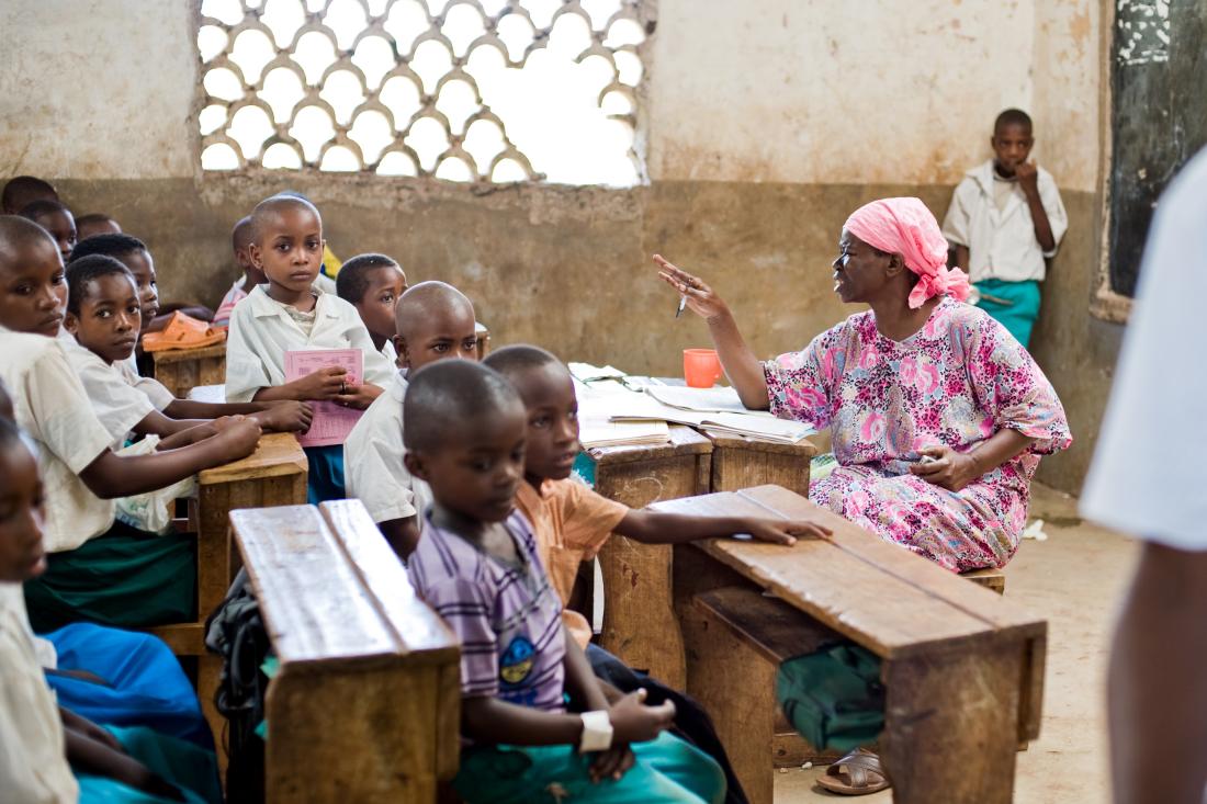 Students and teacher in a classrom