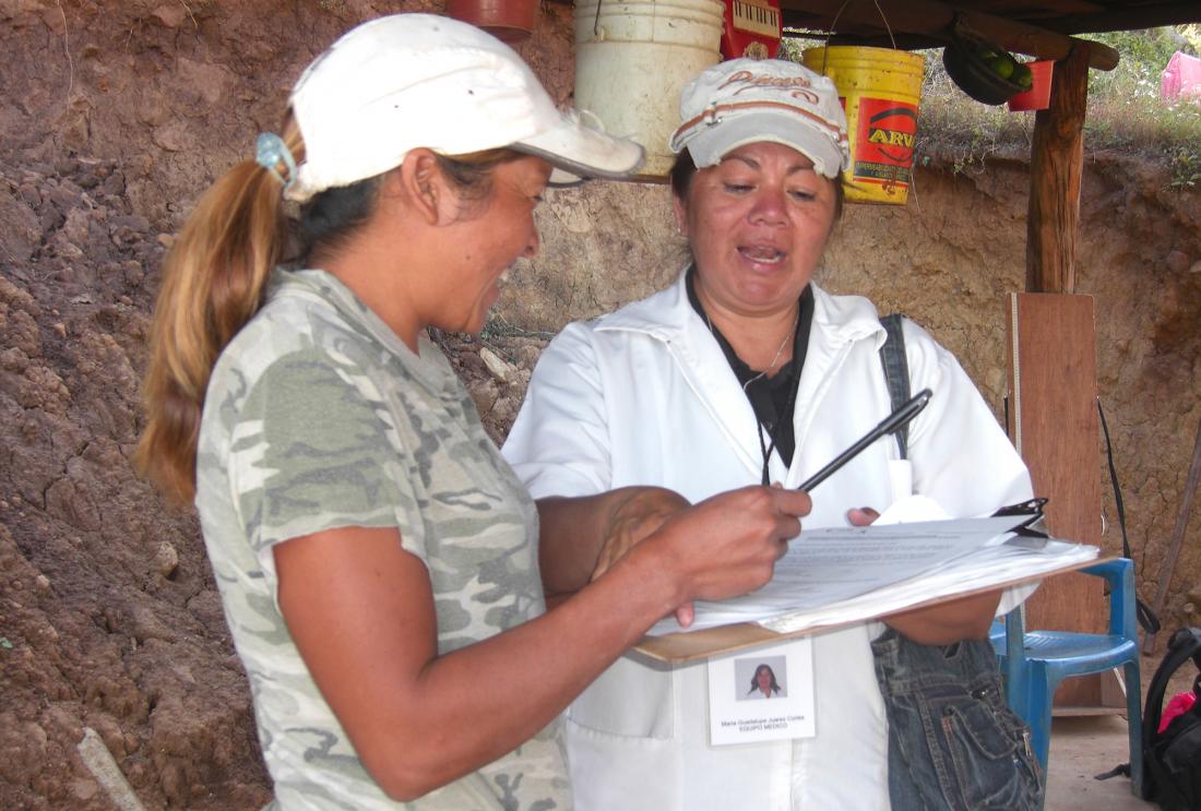Surveyors share a joke in Mexico