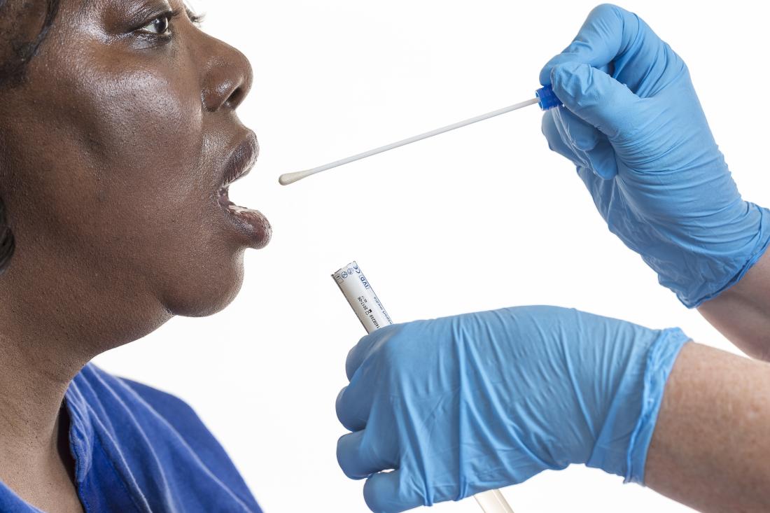 DNA swab of saliva taken from woman
