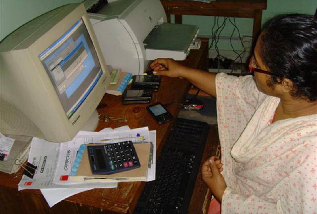 Loan officer at her desk