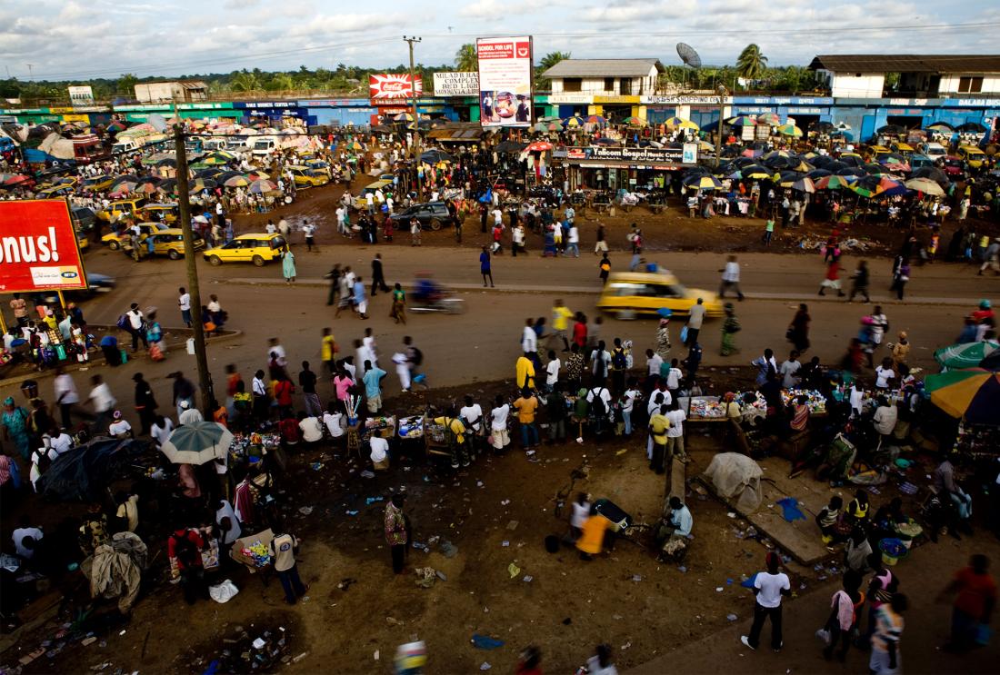 A busy street in Liberia