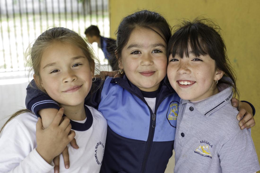 Three elementary school students.