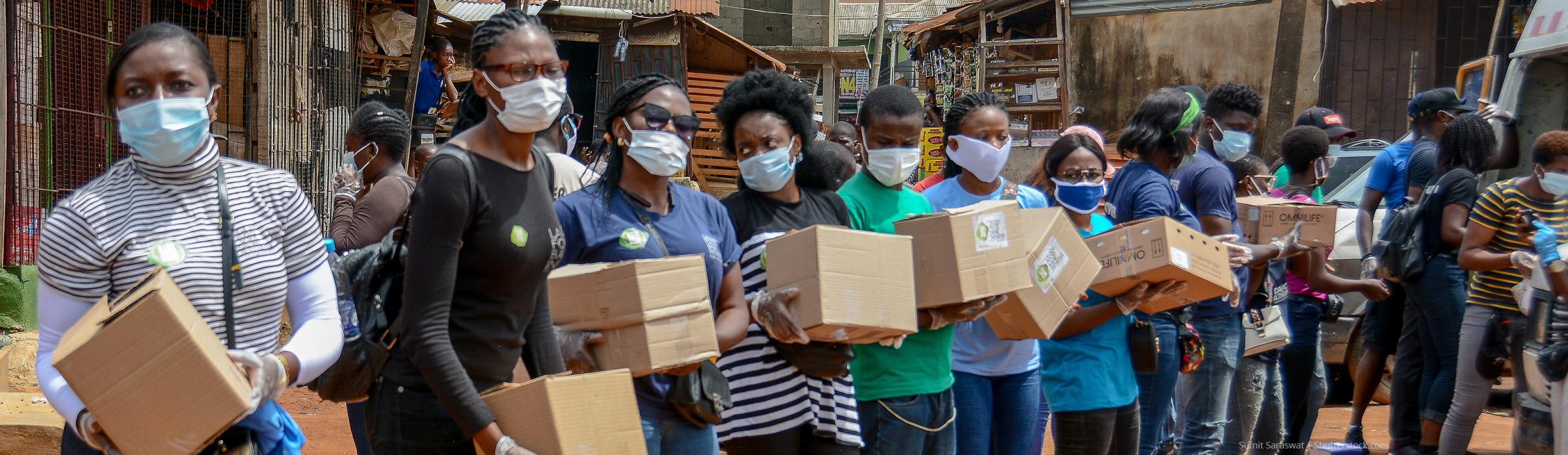 Volunteers at the Lagos Food Bank Initiative in Nigeria