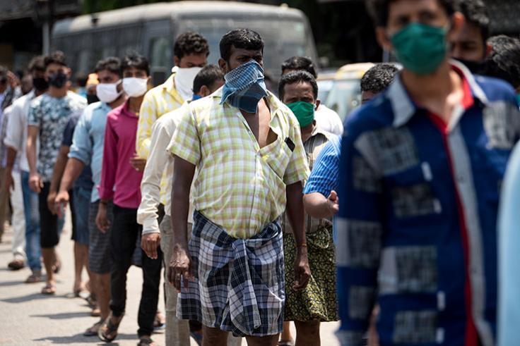 People in a queue.