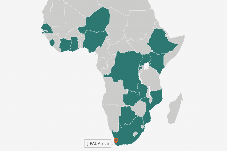 A map of Africa with several countries highlighted in which J-PAL Africa has conducted research.