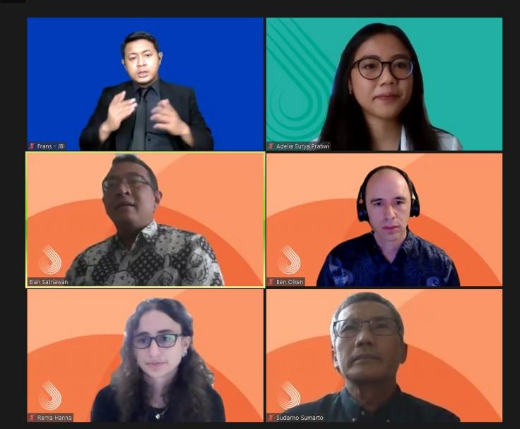 A Zoom screenshot of six speakers at the webinar