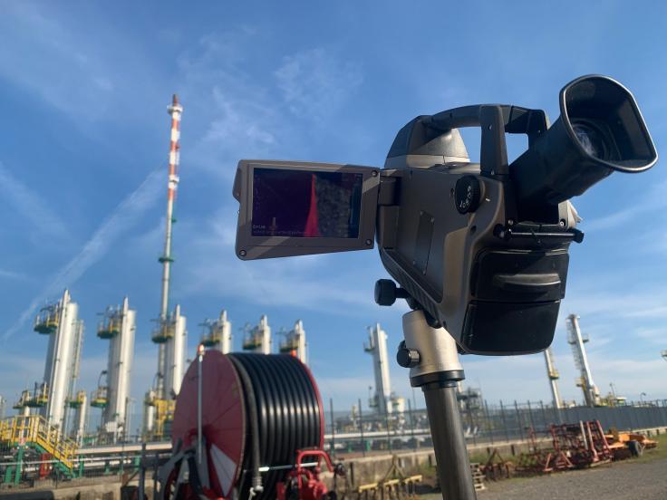 An infrared camera pointed at an underground gas storage