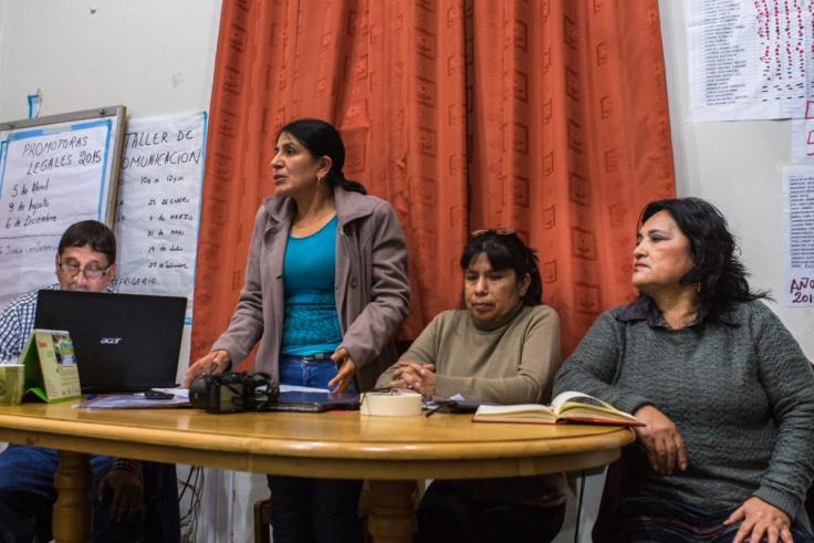 Women having a union meeting