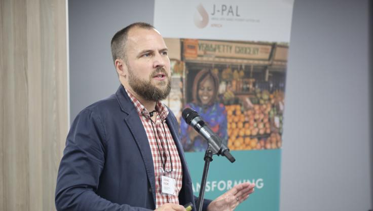 Jonas Hjort (JEA scientific director, professor of economics at UCL) speaking at JEA launch event