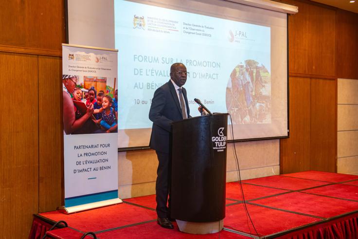 Minister Bio Tchané speaking at the Benin Evidence Forum