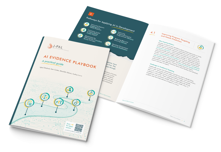 Mockup of the AI Evidence Playbook showing cover and interior page