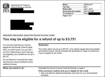 Simplified IRS notification letter