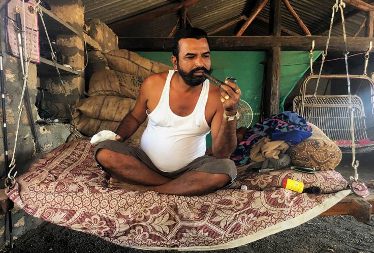 Man smoking a pipe