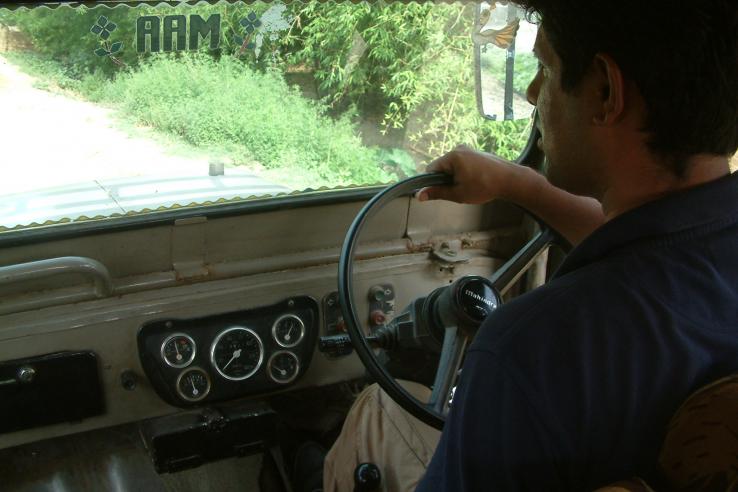 Man driving car in India 