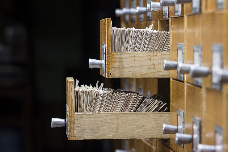 A filing cabinet full of index cards