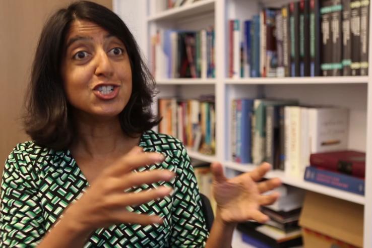 Seema Jayachandran discussing her research