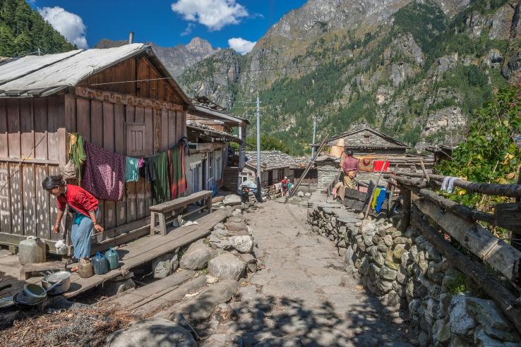 rural village scene in Nepal