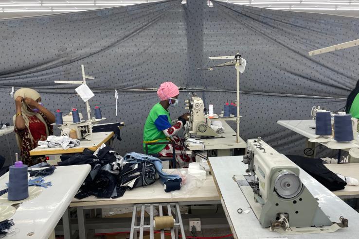 Women working with sewing machines