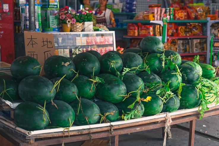 Watermelons at a local market in China