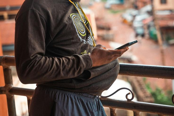 Man using social media