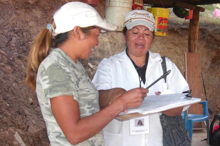 Surveyors share a joke in Mexico