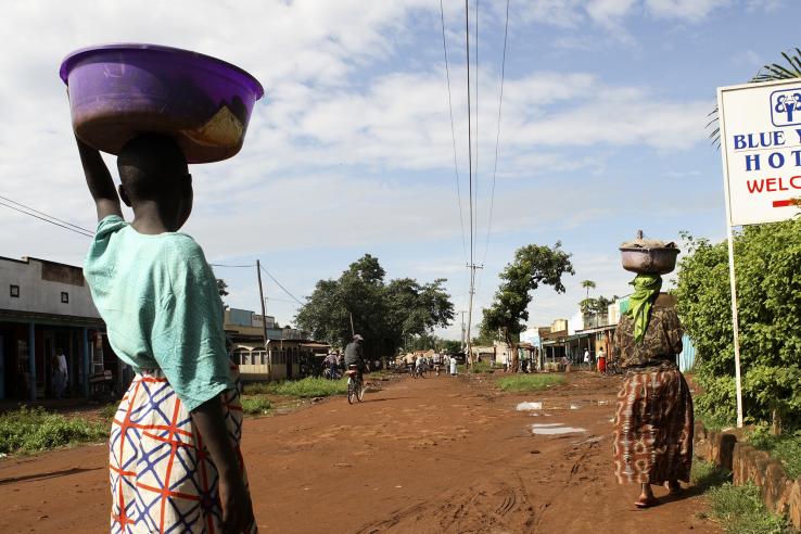 Women carrying food in Tanzania.